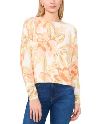 CeCe - Women's Floral Crewneck Sweater