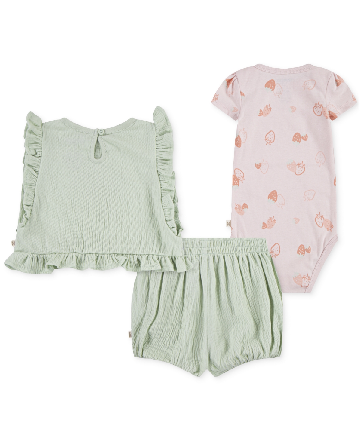 Huggies Baby Girls Bodysuit, Top & Shorts, 3 Piece Set In Light Pink