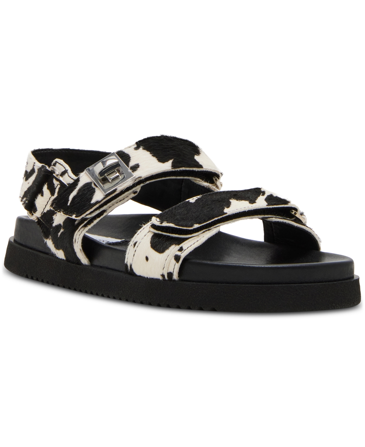 Shop Steve Madden Women's Mona Slingback Footbed Sandals In Cow Print Multi