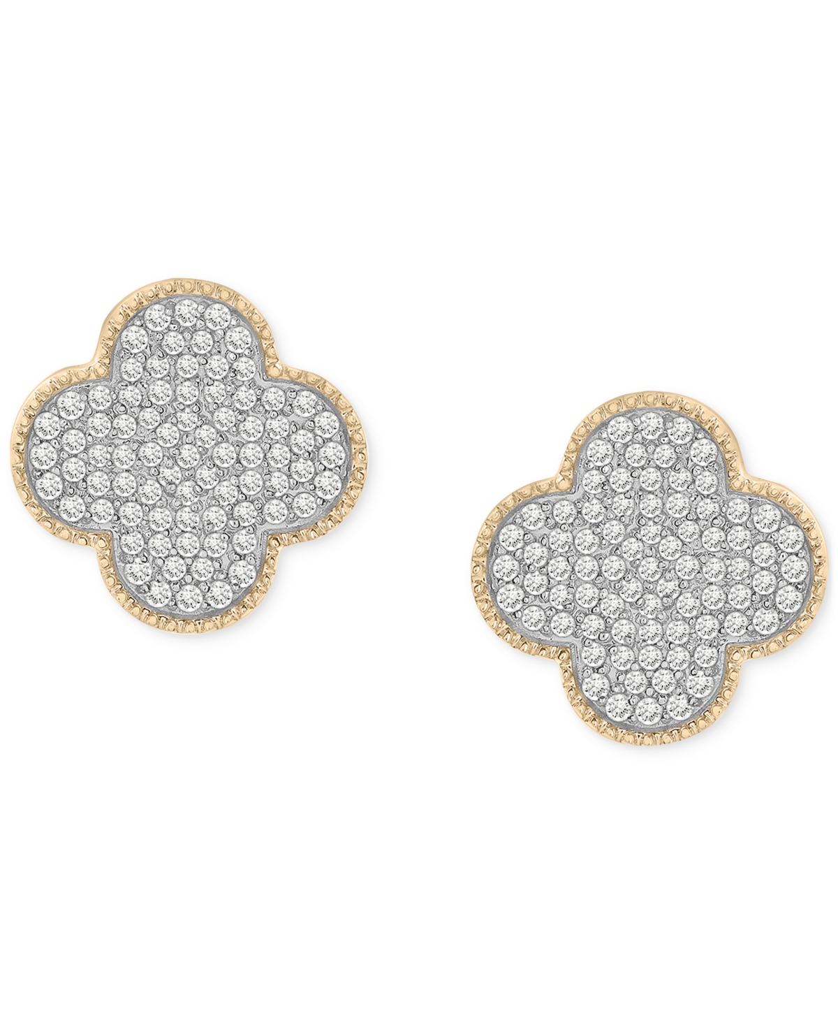 Macy's Men's Diamond Clover Stud Earrings (1/2 Ct. T.w.) In 10k Yellow Gold In Gold