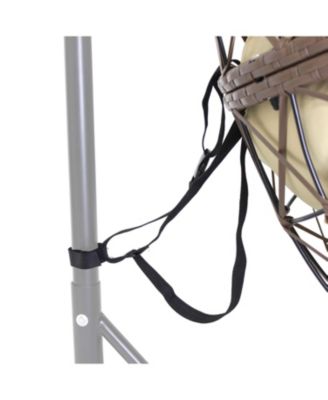 Lorelei Hanging Egg Chair - Outdoor Patio Lounge Seat - Boho Style Furniture - Resin Wicker Basket Design - Includes Beige Cushion - Furniture for Porch, Deck, Balcony and Garden