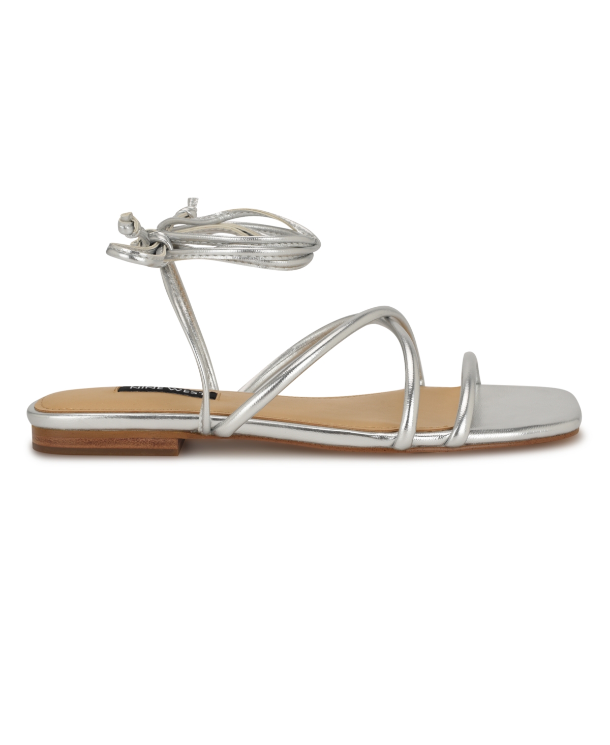 Nine West Mikila Ankle Wrap Sandal In Silver