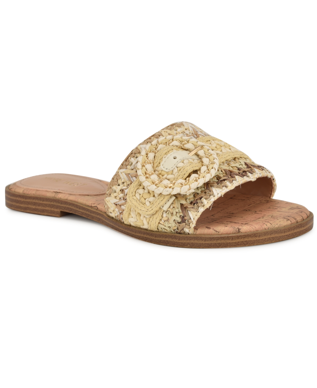 Shop Nine West Women's Poland Woven Slip-on Flat Sandals In Natural Multi