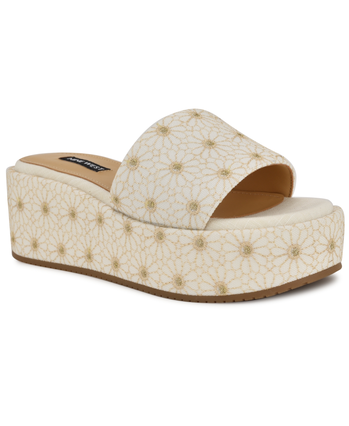 NINE WEST WOMEN'S COPEN SLIP-ON PLATFORM WEDGE SANDALS 