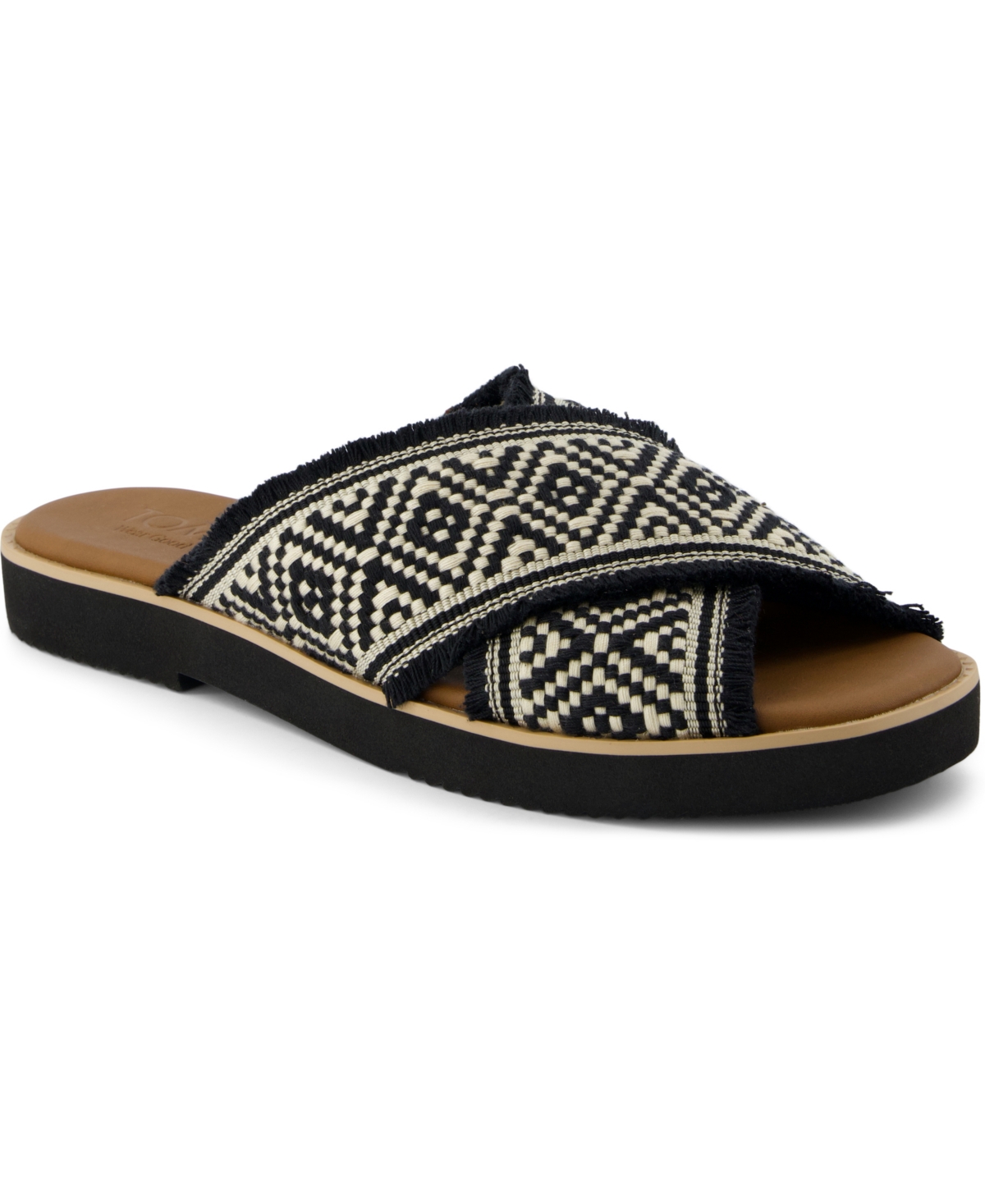 Shop Toms Women's Mae Crossover Open Toe Sandals In Black Global Woven,fray