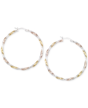 image of Diamond-Cut Hoop Earrings in 14K Tri-Tone Vermeil