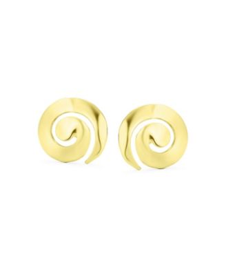 Boho Hammered Geometric Swirl Stud Earrings in 14K Gold & Sterling Silver