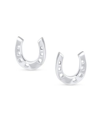 Good Luck Horseshoe Stud Earrings in Sterling Silver Western Jewelry