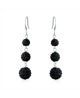 Multi Color Crystal Pave Disco Balls Dangle Earrings in Sterling Silver