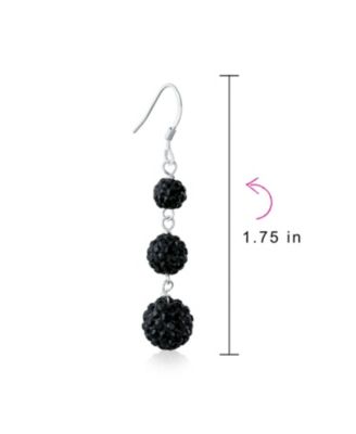 Multi Color Crystal Pave Disco Balls Dangle Earrings in Sterling Silver