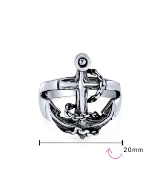 Ring Nautical Anchor Band Oxidized .925 Sterling Made in Turkey