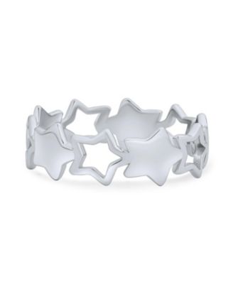 Silver Ring: Stacking Patriotic USA Star Eternity Band in Sterling Silver