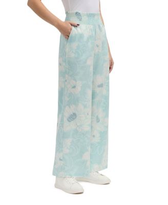 Women's Linen Smocked Wide Leg Pant