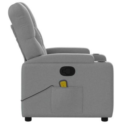 Massage Recliner Chair Light Gray Fabric