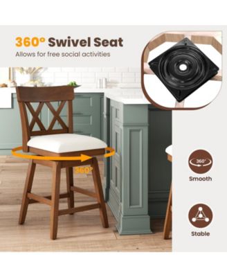 Bar Stool with Contoured Backrest and Swivel Padded Seat