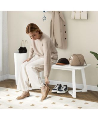 Modern Entryway Bench with Rubber Wood Legs, Ideal for Hallway or Dining Room