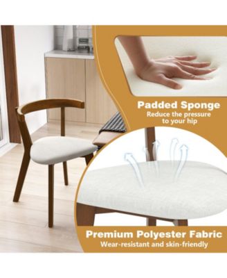 Wood Dining Chair Set of 2 with Padded Seat and Curved Back