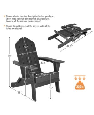 Foldable Weather Resistant Patio Chair with Built-in Cup Holder