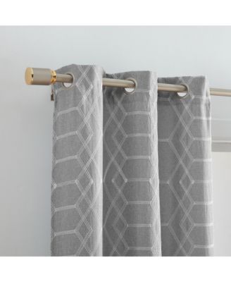 Kendal Geometric Embroidered Blackout Window Curtain Panel, Set of 2