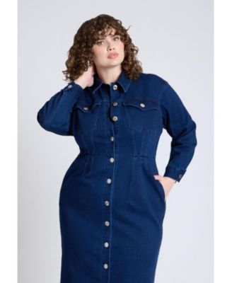 Women's Plus Size Denim Fitted Dress