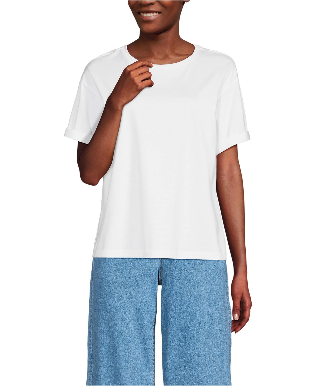 Women's Oversized Supima Short Sleeve Crew Neck T-Shirt - White