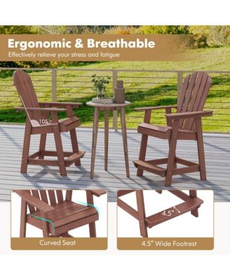 2 PCS Bar Stool HDPE Patio Chair w/ Armrest Footrest Home Indoor Outdoor