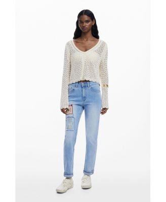Women's Cropped openwork sweater