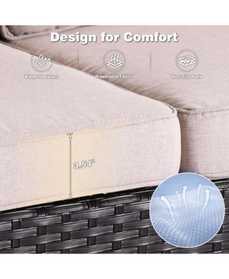 Outdoor Furniture Patio Furniture Conversation Set 5 Pieces All Weather Wicker High Back Couch with Ottomans