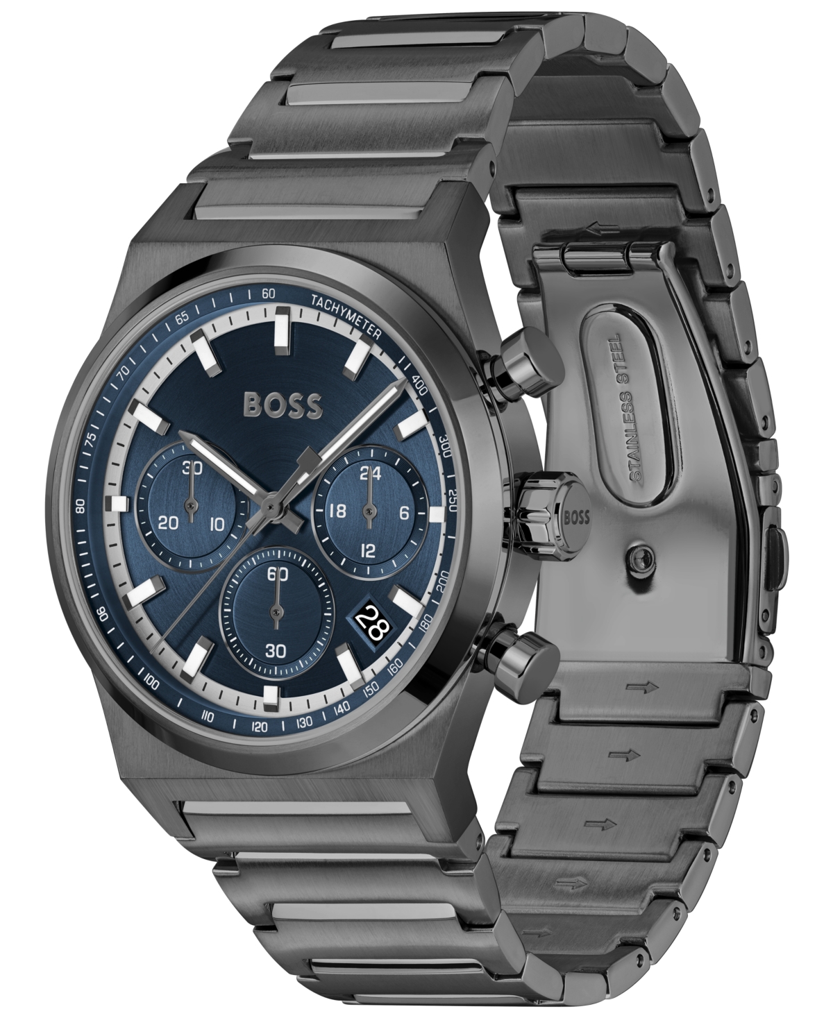 Hugo Boss Men's Candor Quartz Chronograph Ionic Plated Gray Stainless-steel Watch, 41mm In Gray