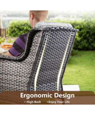 Outdoor Swivel Rocking Chairs Set, Patio Furniture Set with 50,000 BTU Rectangular Propane Fire Pit Table, 7 Pieces High Back Conversation Sofa and Side Table