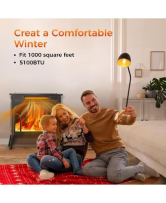 Freestanding Electric Fireplace Stove – Realistic Flame Heater with Remote, Timer & Adjustable Flame Settings