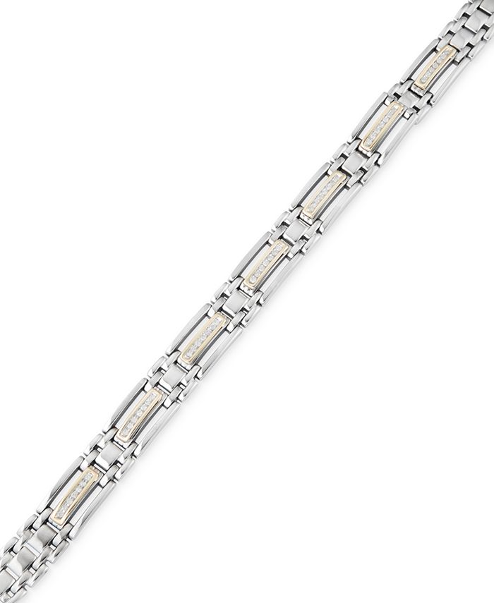 Macy's Men's Diamond Bracelet (1/2 ct. t.w.) in 14k Gold and Stainless Steel Macy's