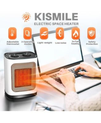 Portable Electric Space Heater, Small Ceramic Heater Fan with Thermostat, Tip-Over and Overheat Protection,Fast Heating for Home/Office,1500W