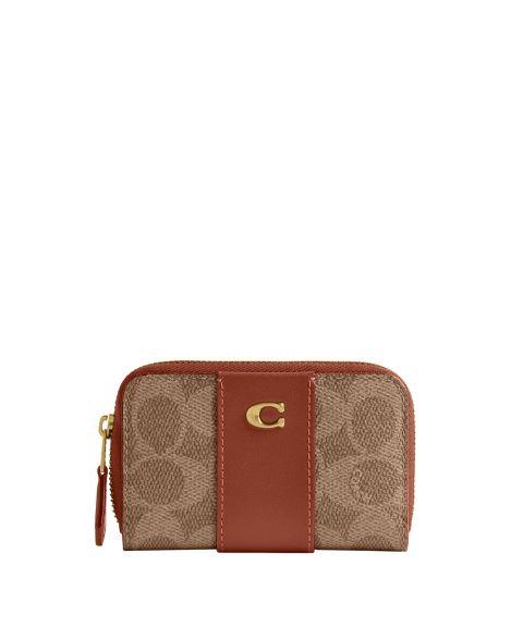 Женские COACH Essential Small Signature Canvas Zip Around Card Case