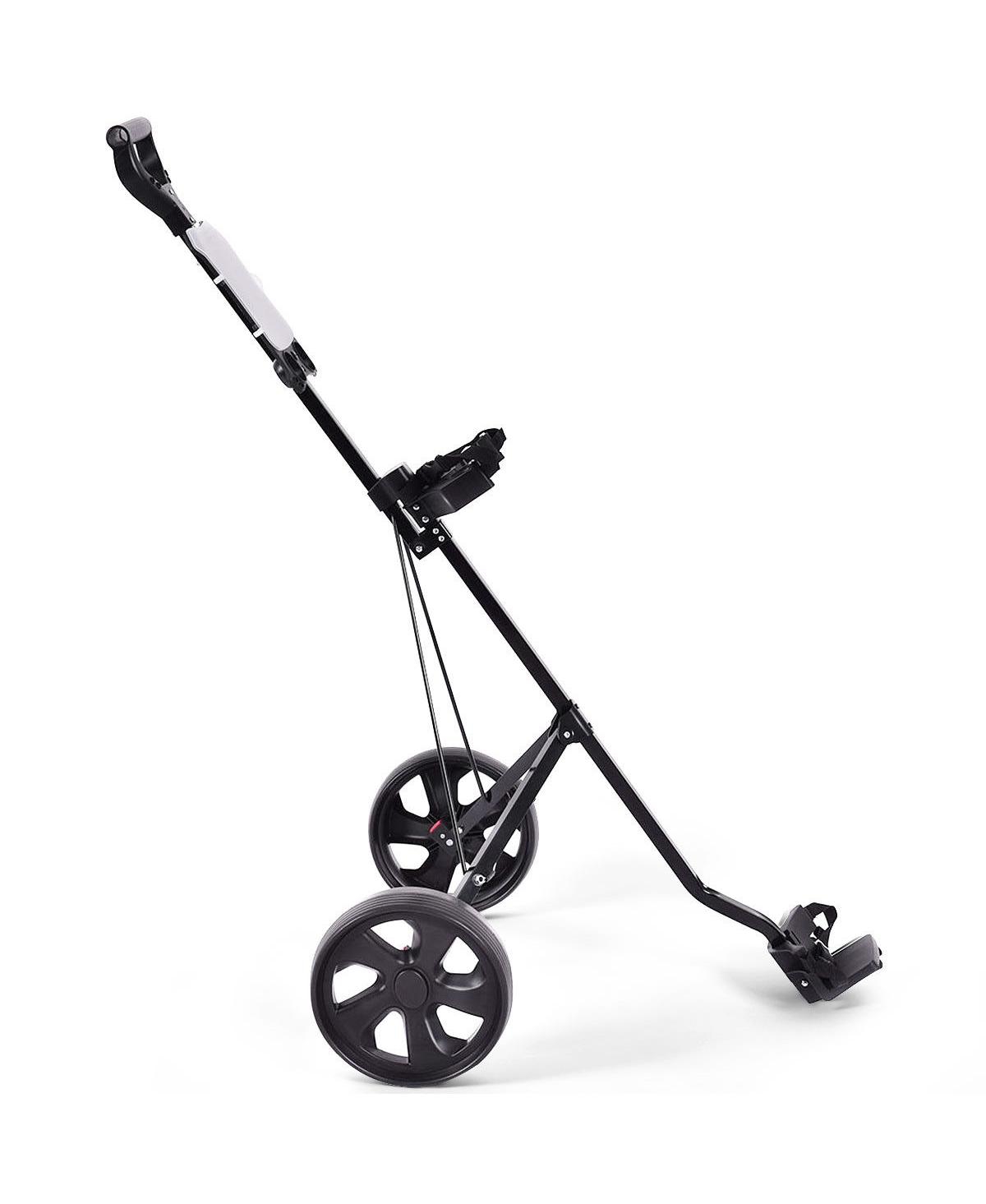 Folding 2 Wheels Push Pull Golf Cart Trolley with Scoreboard - Blue