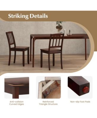 Wood Dining Chair Set of 2 with Rubber Wood Legs