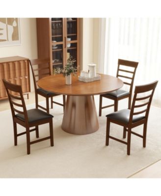 Wooden Dining Chair with Rubber Wood Frame Set of 2