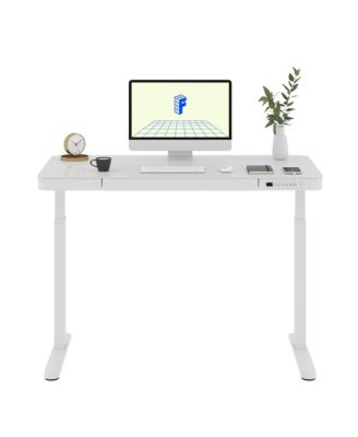 EG9W-E, Electric Height Adjustable Glass Top Standing Desk, Black