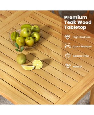 Indoor Outdoor Teak Wood Slatted Tabletop Panel Board Split in 2 Square