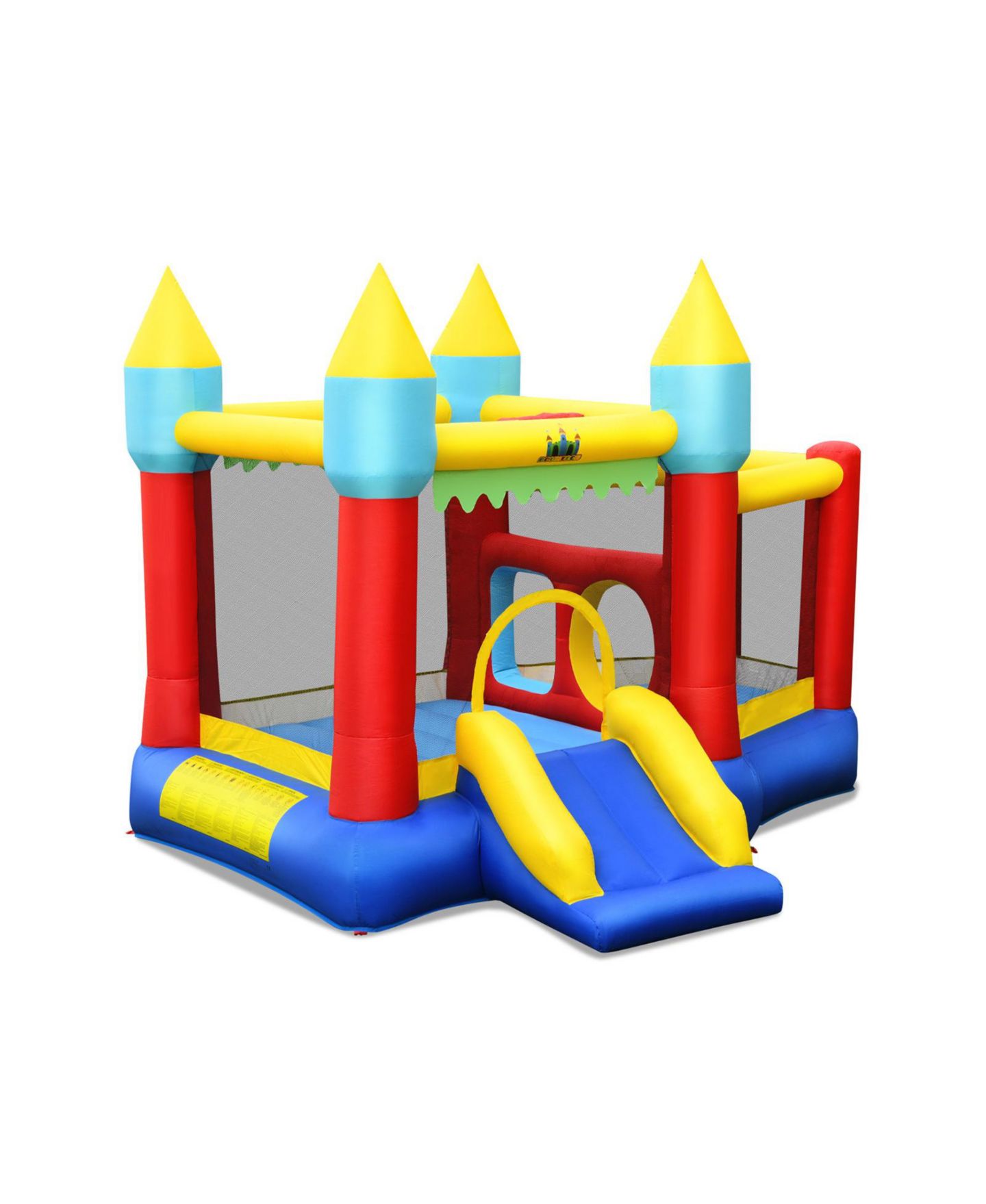 Детская игрушка Slickblue Inflatable Bouncer, 112" x 118.5" x 65", with 480W Blower & 2 Bouncing Areas with Slide, Up to 3 Players, 3–10 лет, цвет: Красный — фото 1