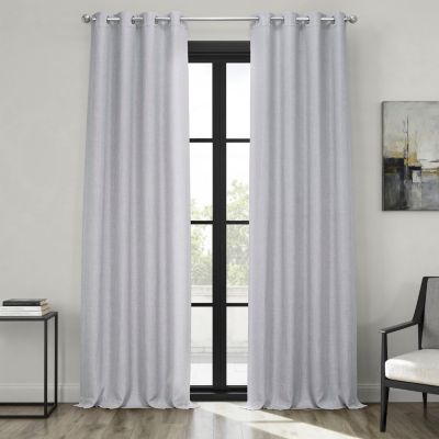 Grommet Textured Faux Linen Room Darkening Curtain