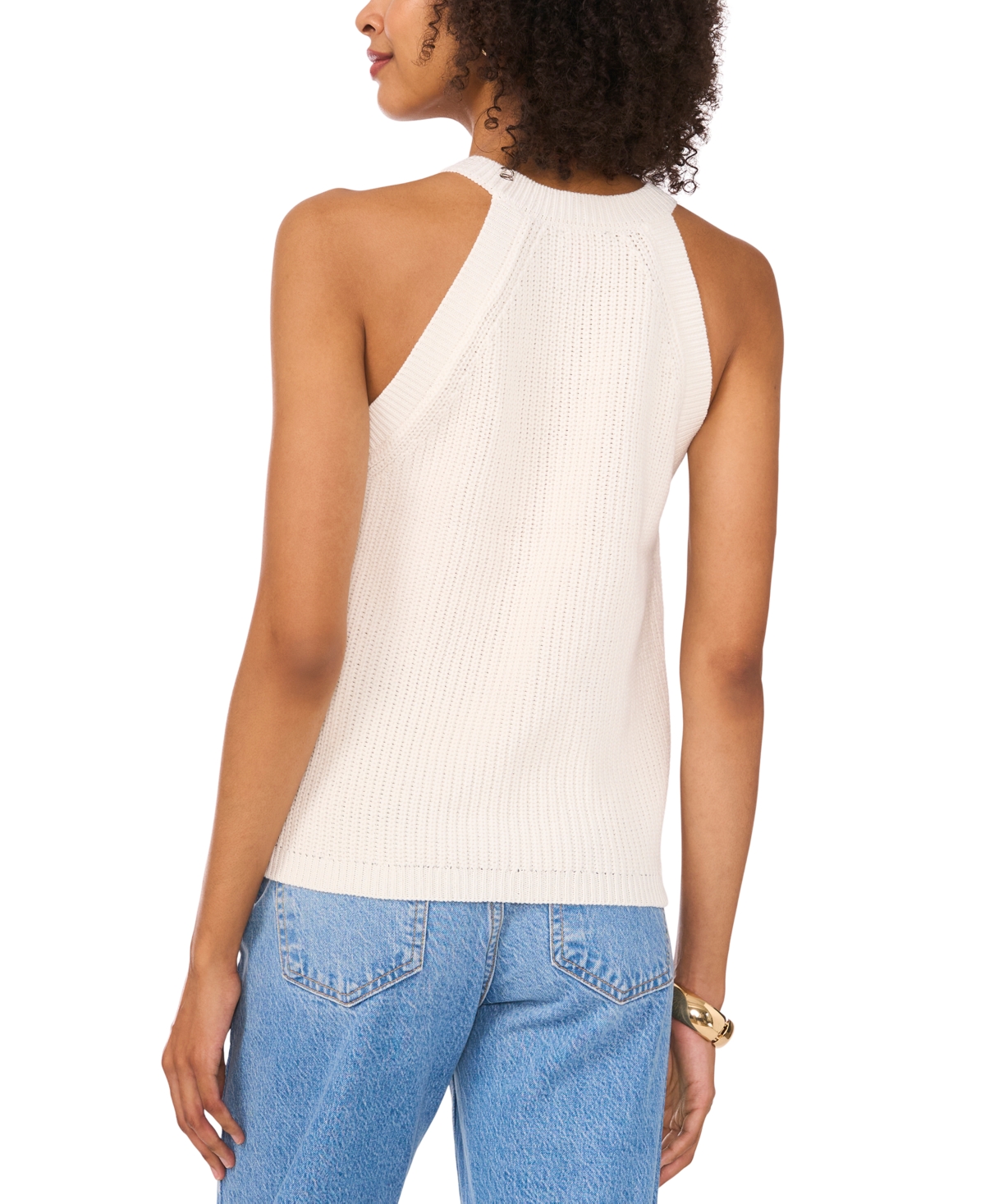 Shop Vince Camuto Women's Halter-neck Sleeveless Sweater In Antique White