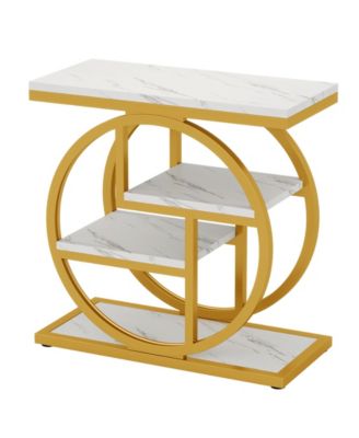 End Table, 4-Tier Narrow Side Table with Storage Shelves, Industrial Bedside Table for Bedroom, Wood Small Sofa Side Table
