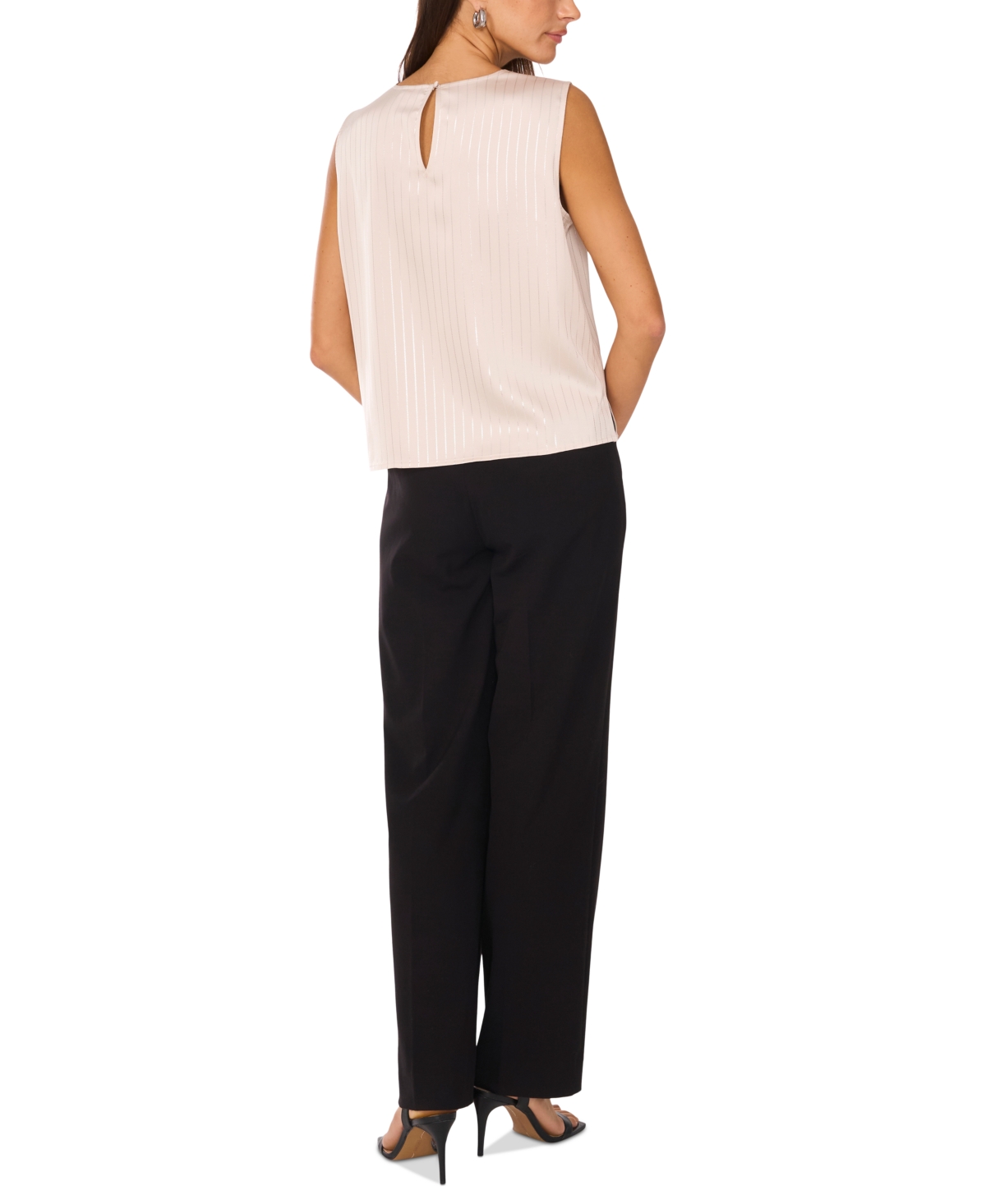Vince Camuto Satin Boatneck Shell In Oyster Grey