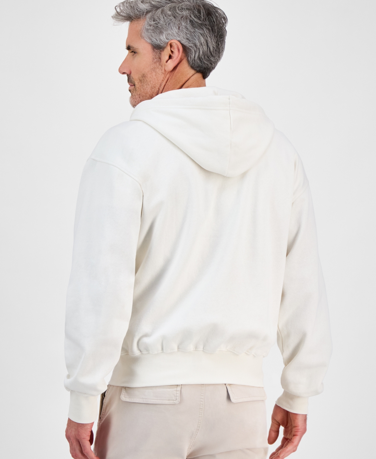 Shop The North Face Men's Evolution Full-zip Logo Hoodie In White Dune