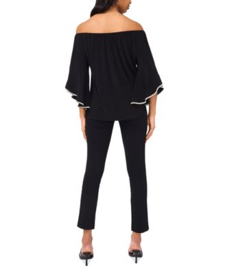 Plus Size Off-The-Shoulder 3/4-Embellished-Cuff Top