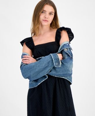 Women's Cotton Ruffled-Strap Swiss Dot Maxi Dress, Exclusively at Macy's