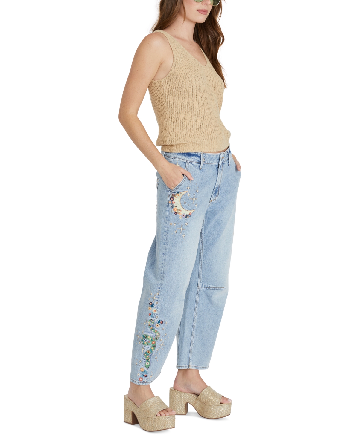 Driftwood Barbara X Hallucination High Rise Cropped Wide Leg Jeans In Light Wash In Light Wash