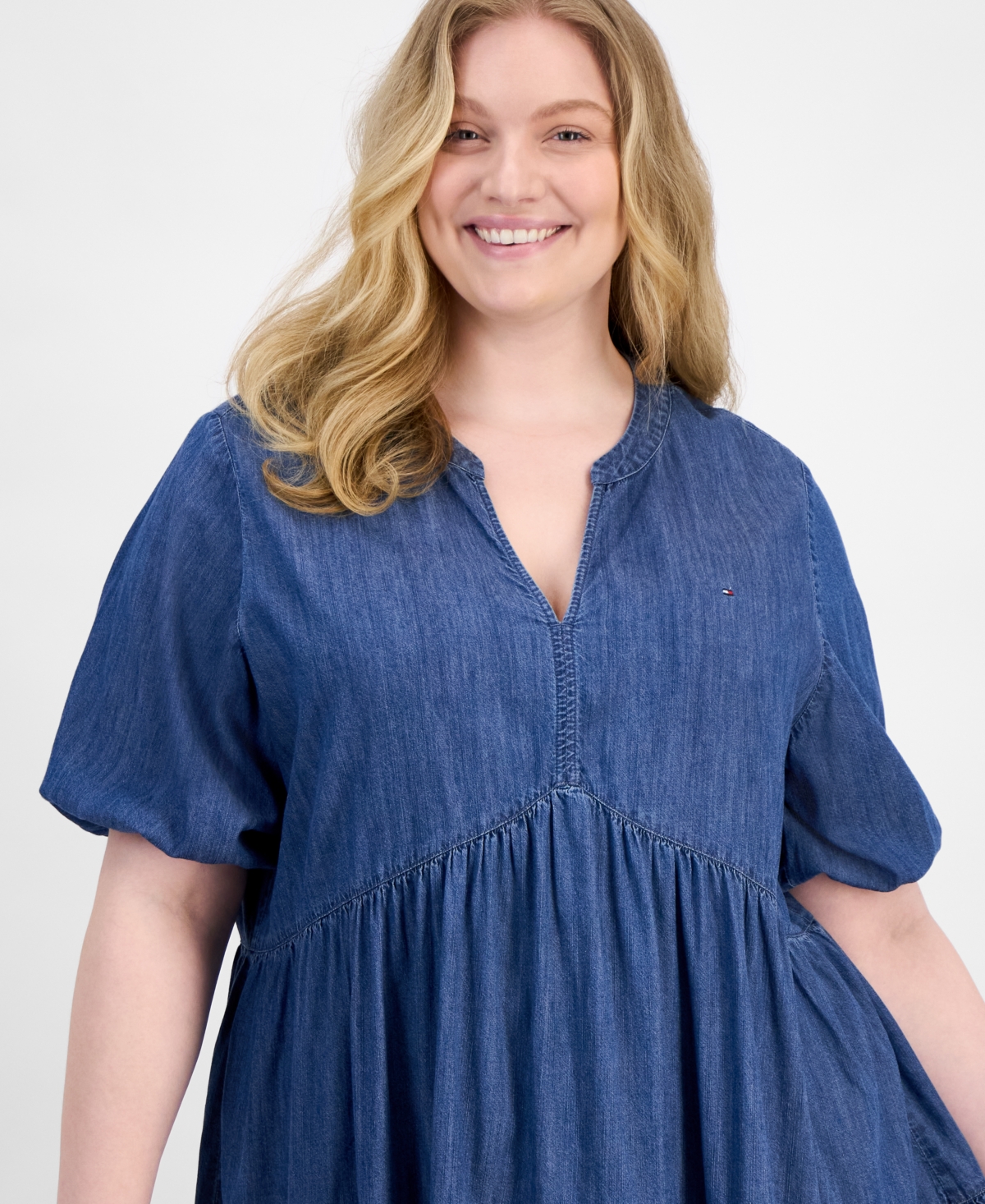 Tommy Hilfiger Plus Size Tiered Chambray Dress