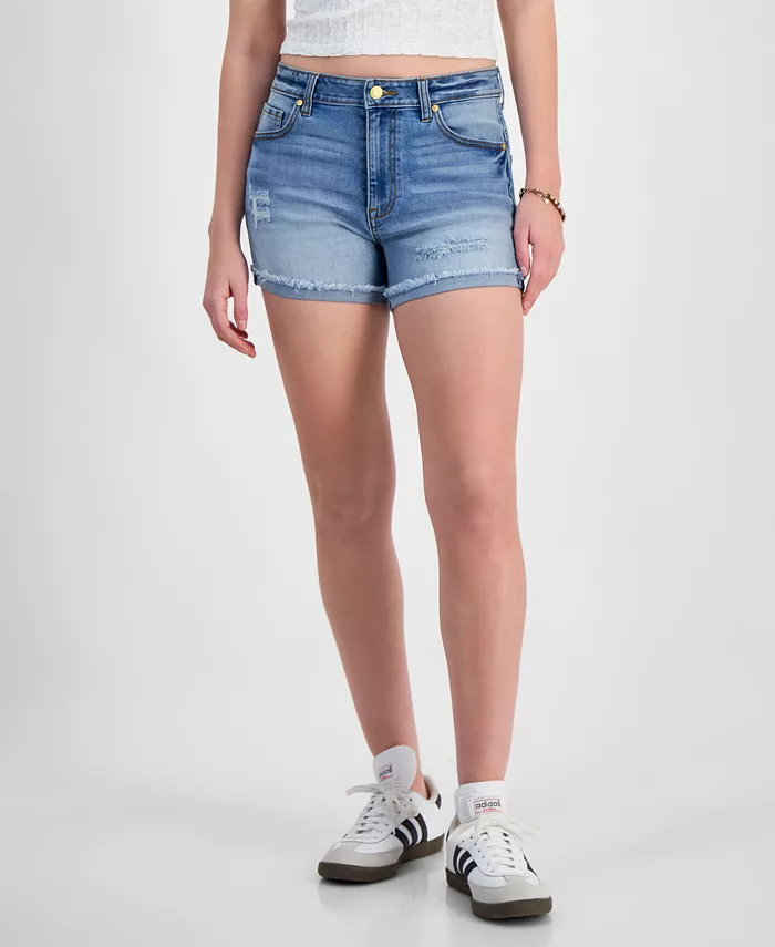 Juniors' 4" High-Rise Curvy Denim Shorts - thumbnail 5
